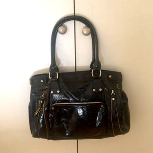 Black leather Longchamp handbag